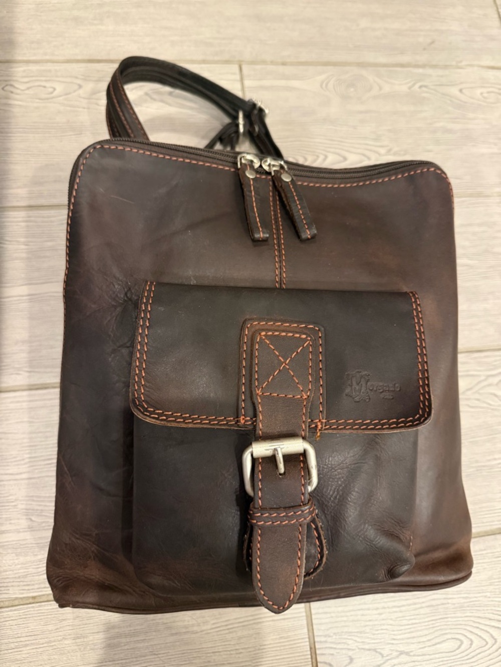 Morgado Piel Leather Backpack Crossbody Bag in Dark Brown Spain